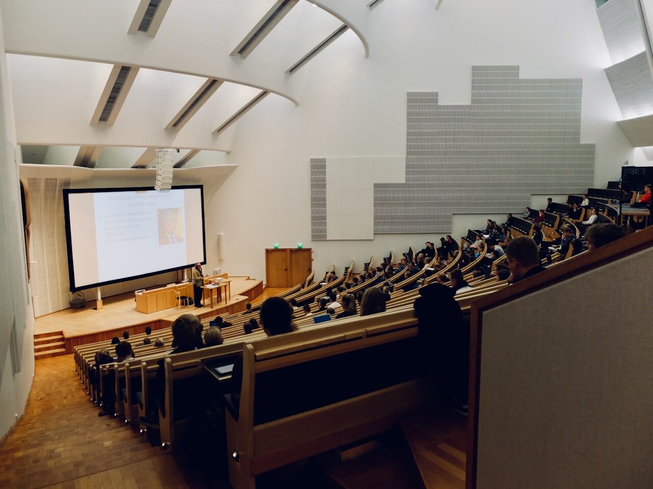 Lecture hall with students